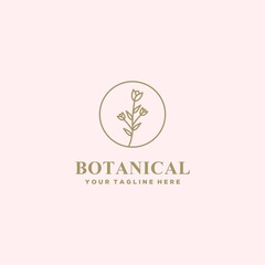 Botanical flower line logo with premium style