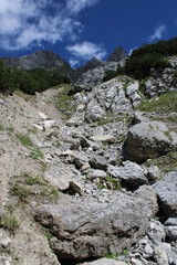 A typical mountain view in the European Alps on a sunny day in summer