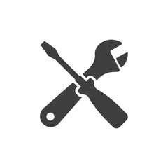 crossed wrench and screwdriver icon vector images