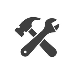 crossed wrench and hammer icon vector images