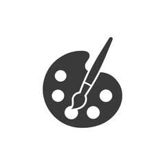 paintbrush with palette icon vector