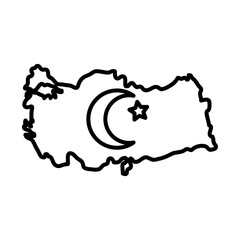turkey country map icon, line style