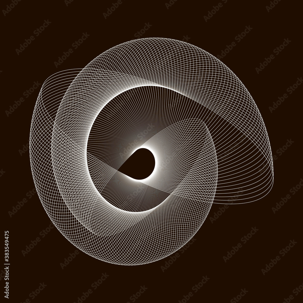 Wall mural spirograph abstract element on a black background