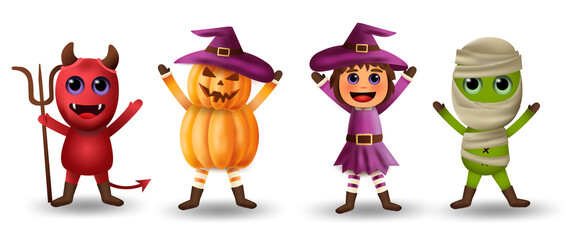 Happy Halloween Party. Halloween cartoon characters set. -Vector