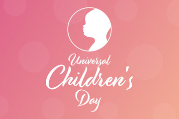 Universal Children's Day. November 20. Holiday concept. Template for background, banner, card, poster with text inscription. Vector EPS10 illustration.