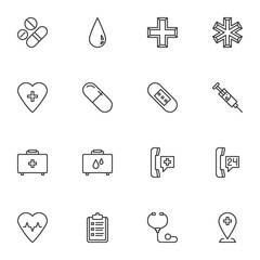 Medical healthcare line icons set