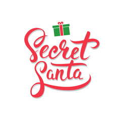 Secret Santa beautiful handwritten calligraphy for Christmas card or banner design. - Vector illustration