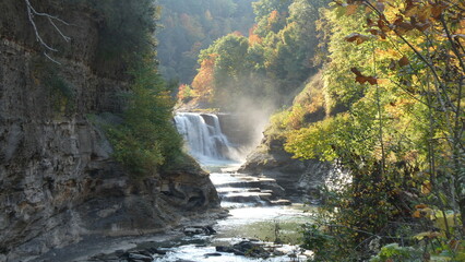 Fototapeta na wymiar lower waterfall in park