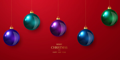 Obraz premium Elegant Christmas balls for Christmas decoration. Virtual design for the new year