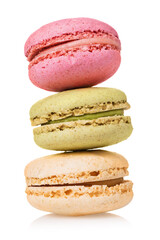 Three almond cookies isolated on a white background