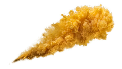 Gold paint glistening in water. Explosion of ink underwater