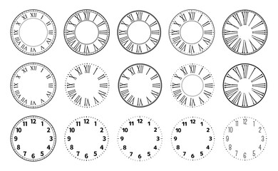 時計の文字盤と針のシルエット素材 アンティーク イラスト 中心あり Alphanumeric Wall Mural Alphanumer ふわぷか