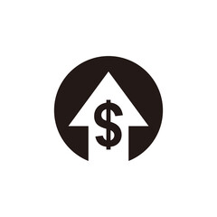Money increases icon vector. dollar rate increase icon. Money symbol with stretching arrow up. rising prices.