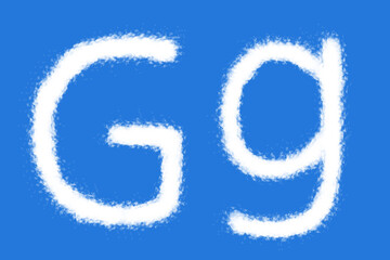 Cloud G alphabet shape on blue background