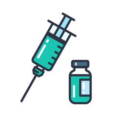 Syringe Icon. Medical syringe to prevent and treat coronavirus. Disease vaccine concept.