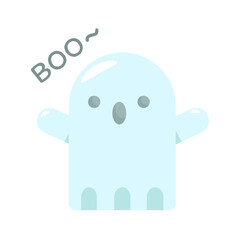 Vector white robed ghost icon floating in the air Come out to haunt people during the Halloween season.