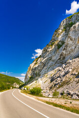 Road at Danube gorge in Djerdap on the Serbian-Romanian border
