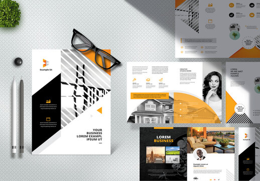 Yellow and Black Business Project Proposal Layout with Triangle