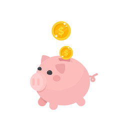 A piggy bank with a dollar inside. Money saving ideas.
