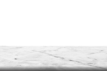 Empty top of white mable stone table on white background. can be used for product display