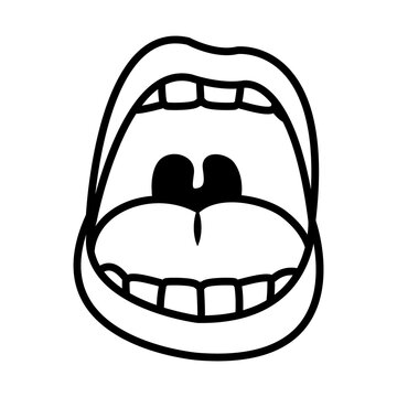 recommend clip art: icon of pop art open mouth, line style