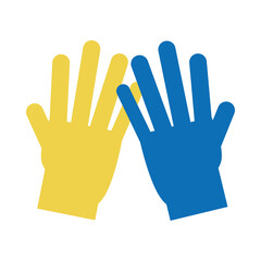 world down syndrome day, hands yellow blue positive awareness flat style
