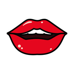 Obraz premium pop art concept, female lips icon, line and fill style