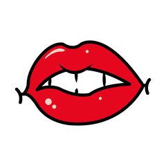 pop art mouth icon, line and fill style