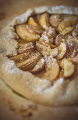 close up an apple pie