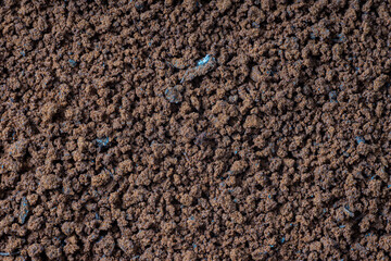 Pile of powdered, instant coffee as background. Top view
