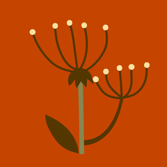 Minimalistic abstract flower on the red background  . Print for t-shirt , badge, clothes.