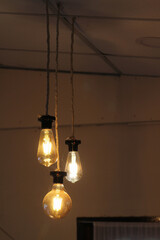 Edison retro LED lamp hanging on the ceiling.
