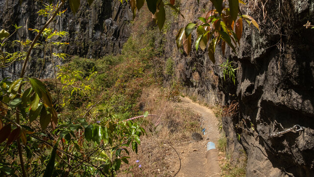 The Canalisation des orangers, path in the mountains along the cliff