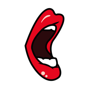 recommend clip art: pop art open mouth icon, line and fill style