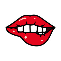 pop art design of Woman Biting Lips icon, line and fill style