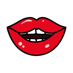 pop art design of sexy lips icon, line and fill style