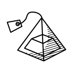 pyramid tea bag icon, line style