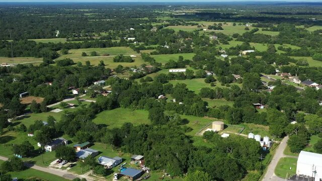 Cluttered Countryside Viewed from a Small Town, Bedias, Texas, USA