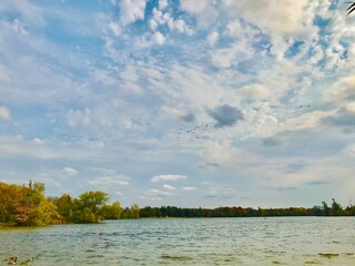 river and clouds