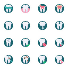 Dental care flat icons set