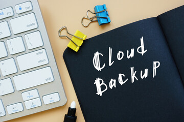 Business concept about Cloud Backup with phrase on the sheet.