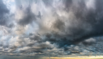 Fantastic dark thunderclouds, sky panorama