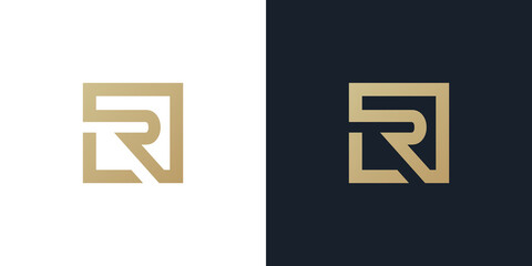 LR or L R logo . LR logo Premium monogram letter LR initials logotype. Elegant letter L R on Square vector logo. - obrazy, fototapety, plakaty