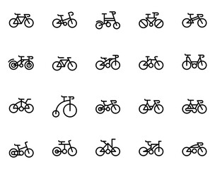 Simple set of bike line icon on white background.