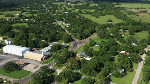 Small Town Churches and Countryside Beyond, Bedias, Texas, USA