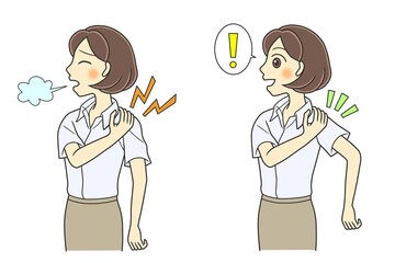 A young woman's shoulder upset and good