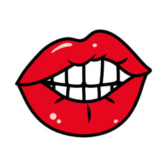 pop art mouth showing the teeth, line and fill style