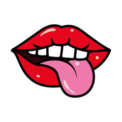 pop art mouth and tongue, line and fill style
