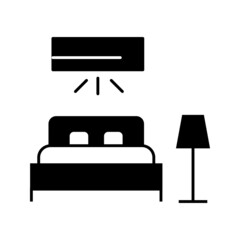 bedroom thin line icon, hotel and sleep, bed sign, vector graphics, A alinear pattern on A on white background