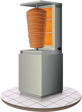 Machine &agrave; kebab allum&eacute;e (d&eacute;tour&eacute;)